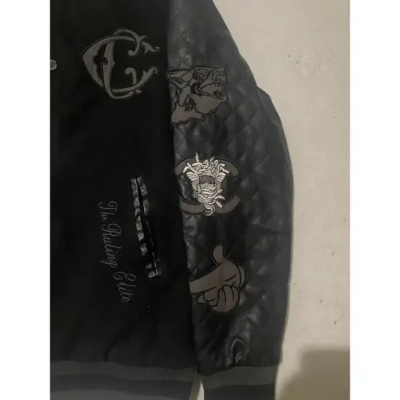 Crooks and Castles All Black Medusa Varsity Bomber Jacket Size Large - Picture 4 of 7